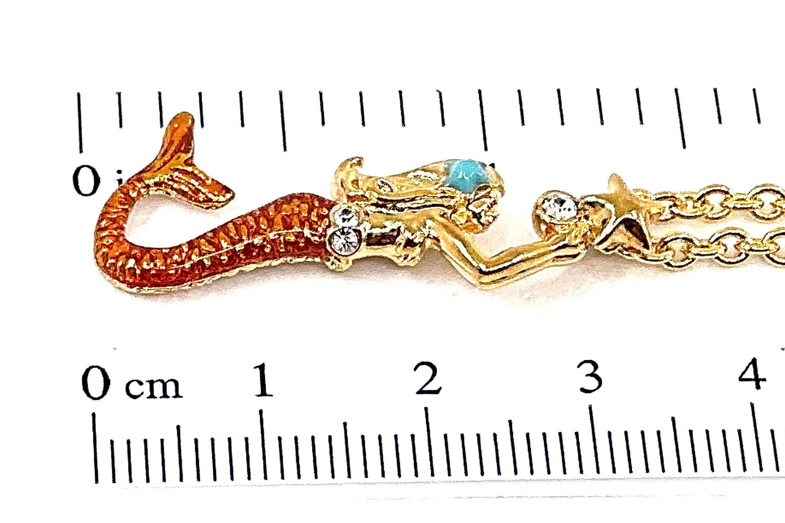 Mermaid Necklace Gold Plated Metal Alloy Set With Enamel And Sparkling Crystals