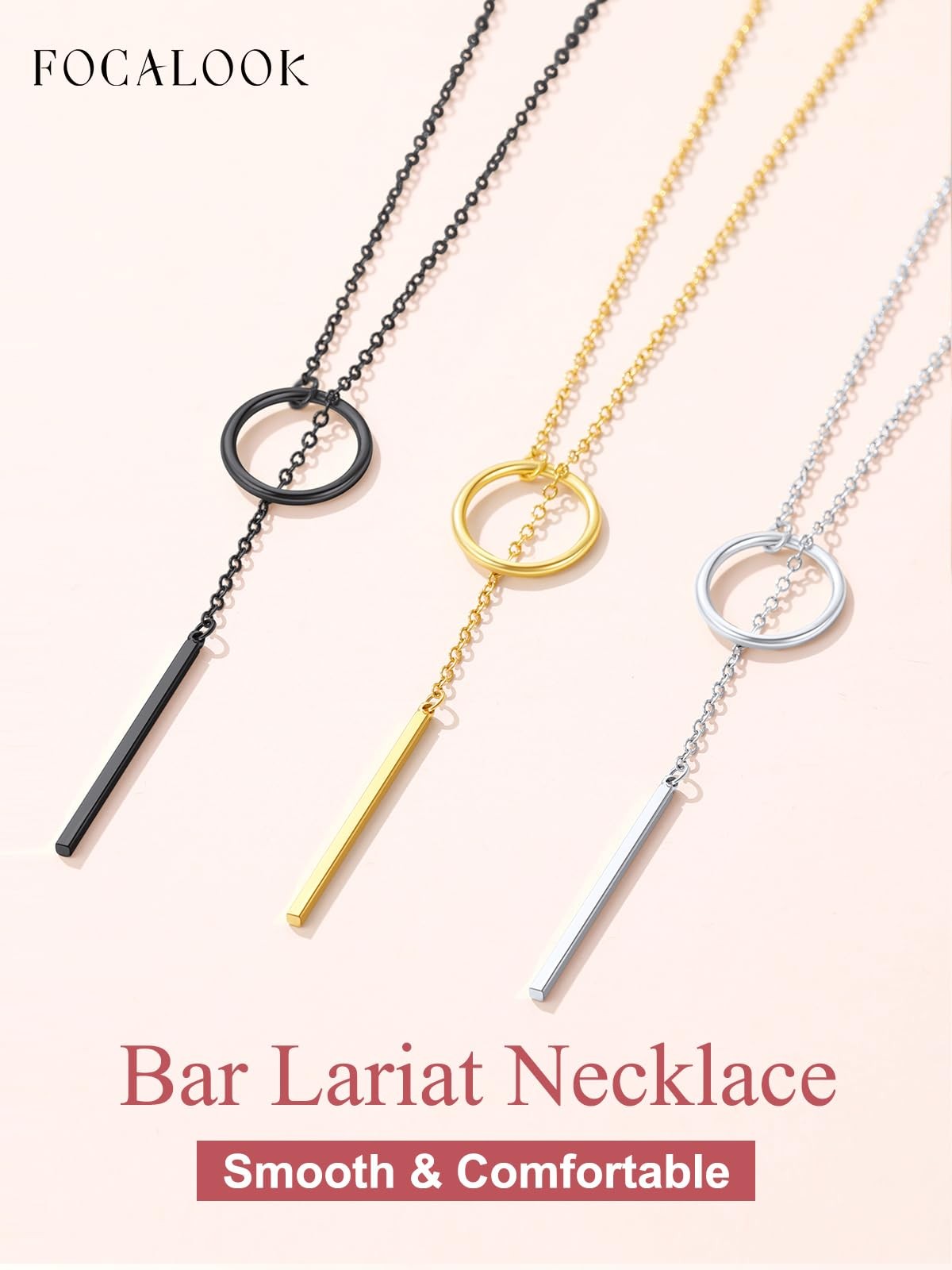 Long Gold Necklaces for Women 14K Gold Plated Drop Vertical Bar Pendant Laria…
