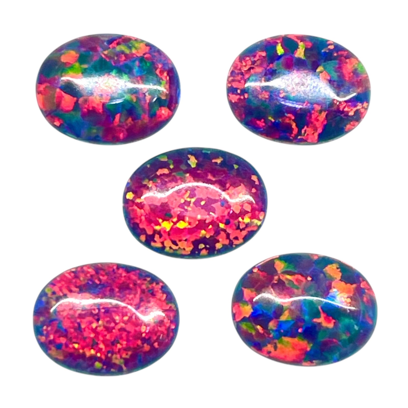 3 Pcs Australian Black Opal 9x7mm Oval Cabochon 5A Quality Lab Created Gemstones