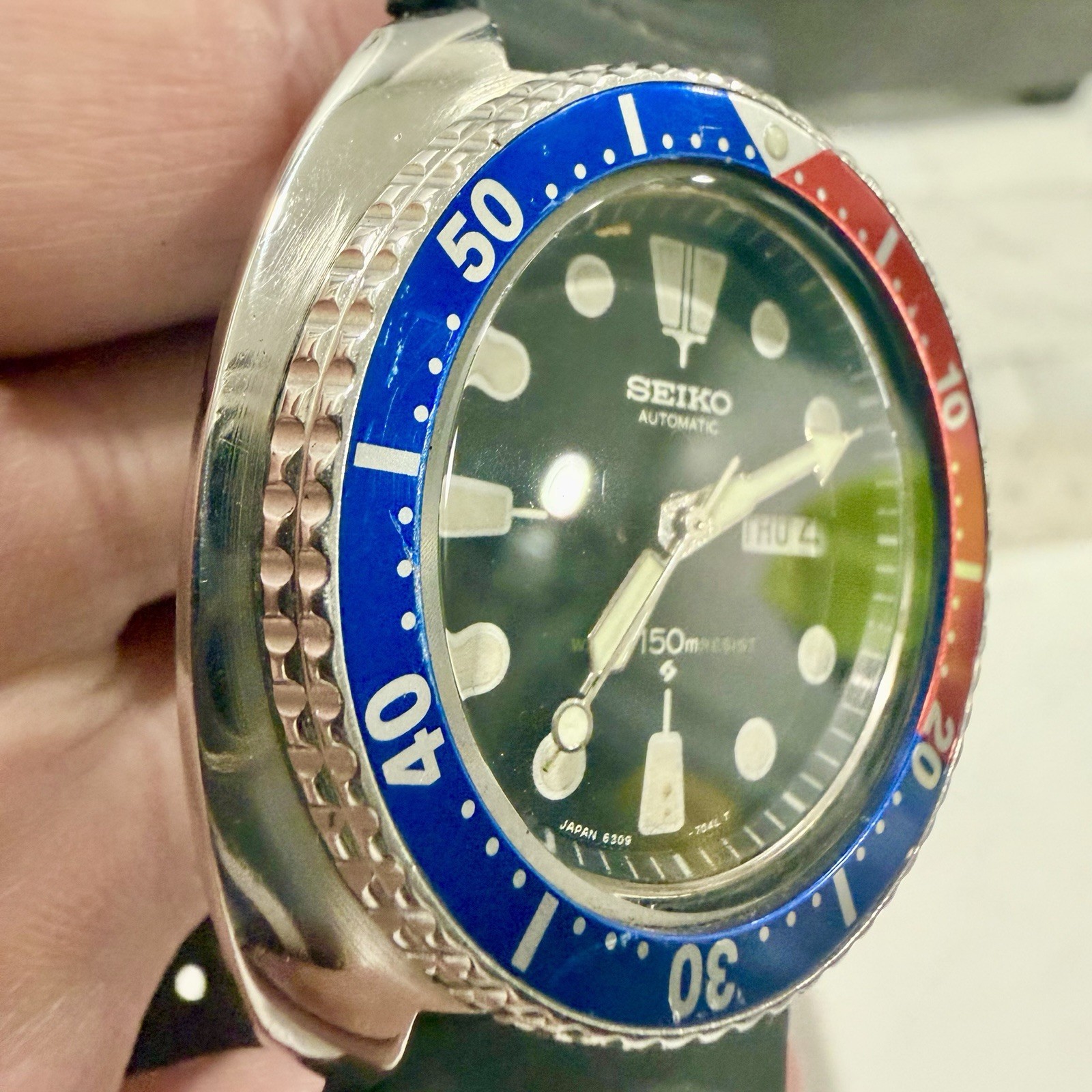 Vintage Seiko Turtle Pepsi 6309-7040 Suwa Automatic Men’s 44mm Diver Watch RUNS