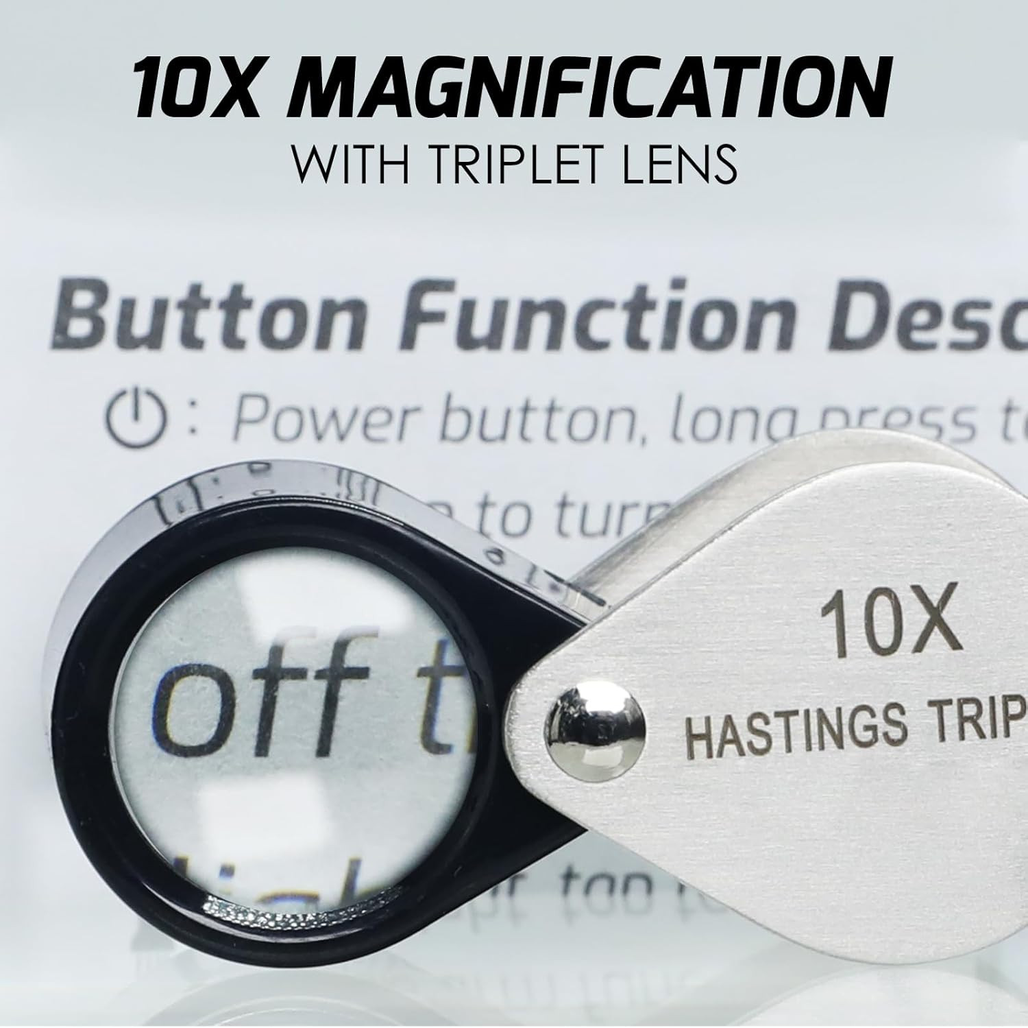 Hastings Triplet Loupe 10X Jeweler’S Loupe with 16Mm Triplet Lens Foldable Tiny