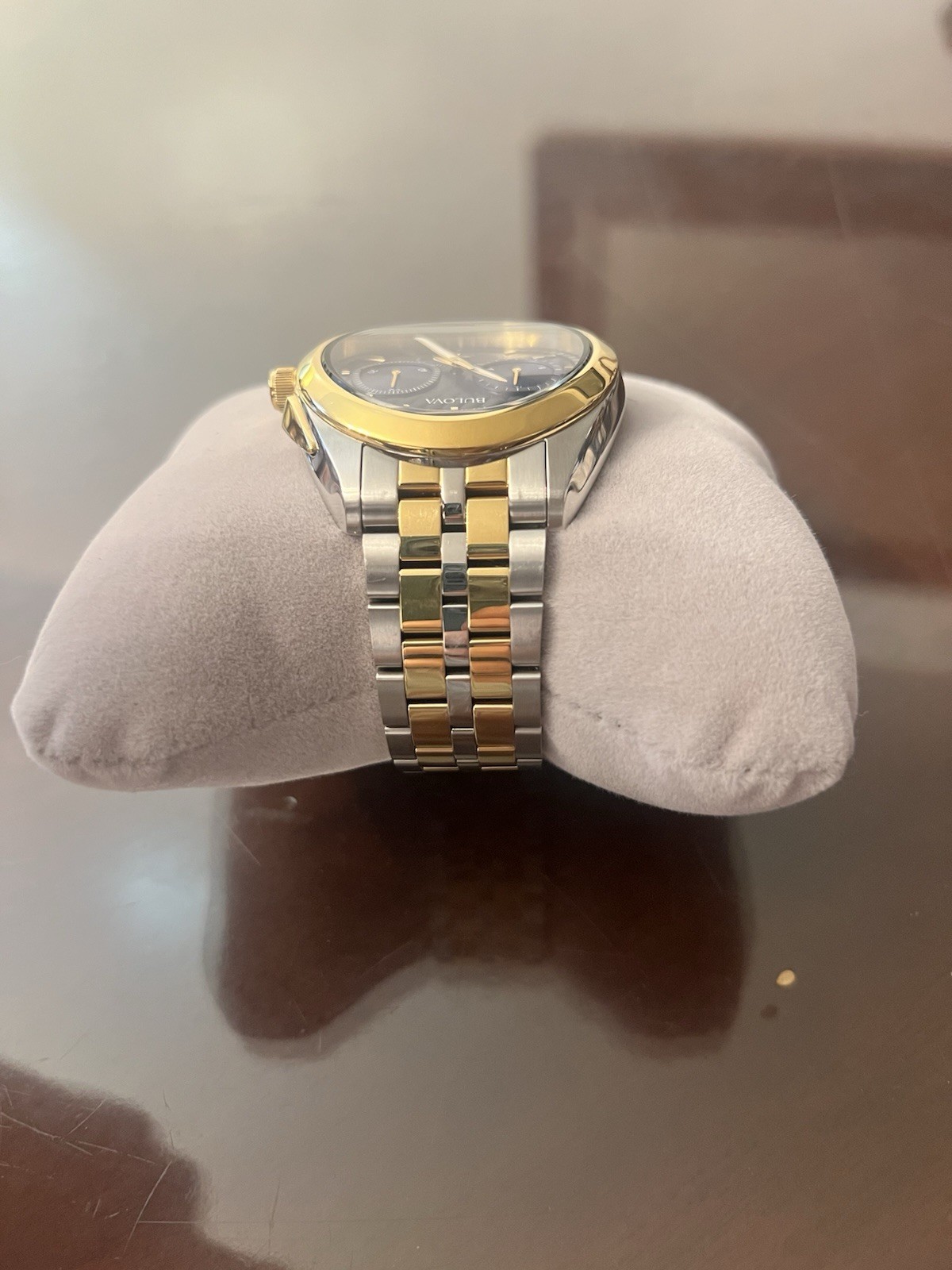 Men’s Bulova CURV Chronograph Two-Tone Watch with Blue Dial