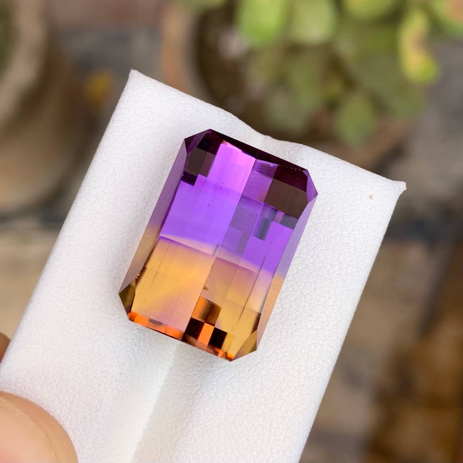 27.46 Carat Bicolor Ametrine Stone Pixel Cut Natural Bolivian Gemstone