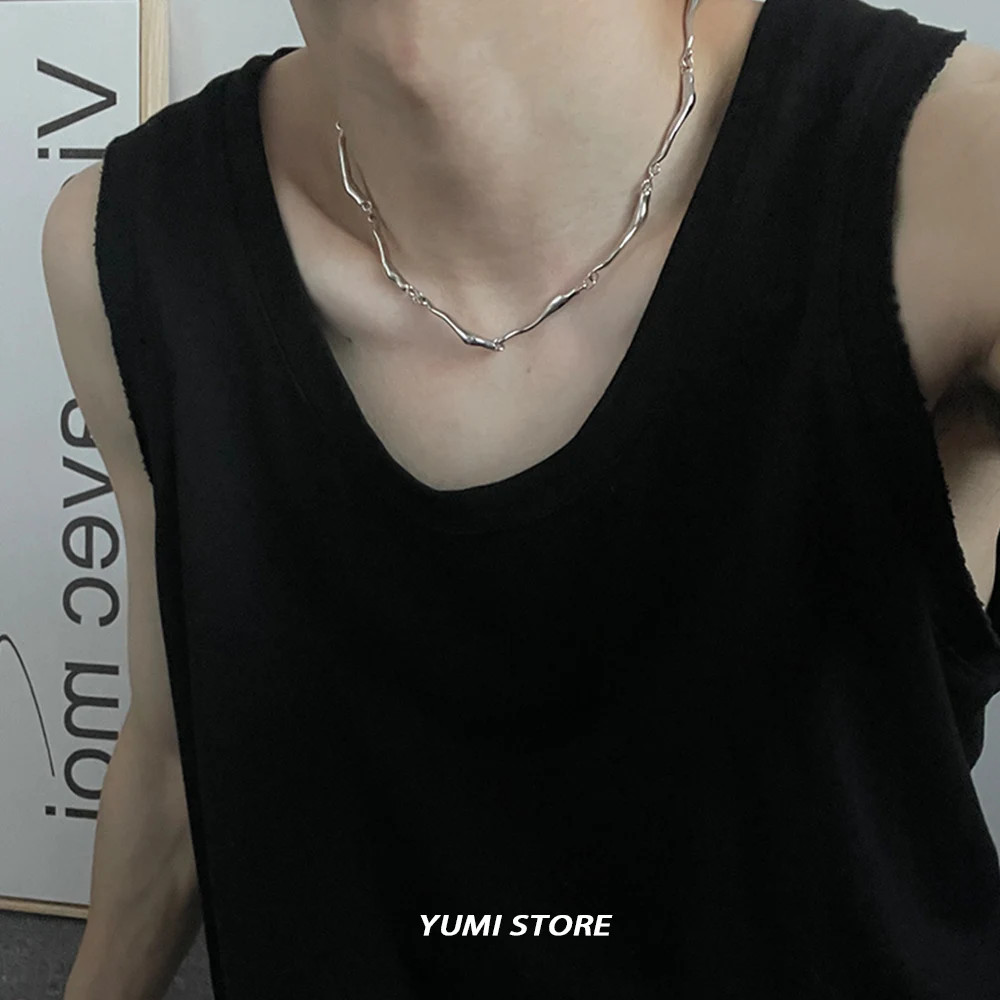 Hip Hop Irregular Necklace For Man Woman Punk Titanium Steel Not Fading Luxury C