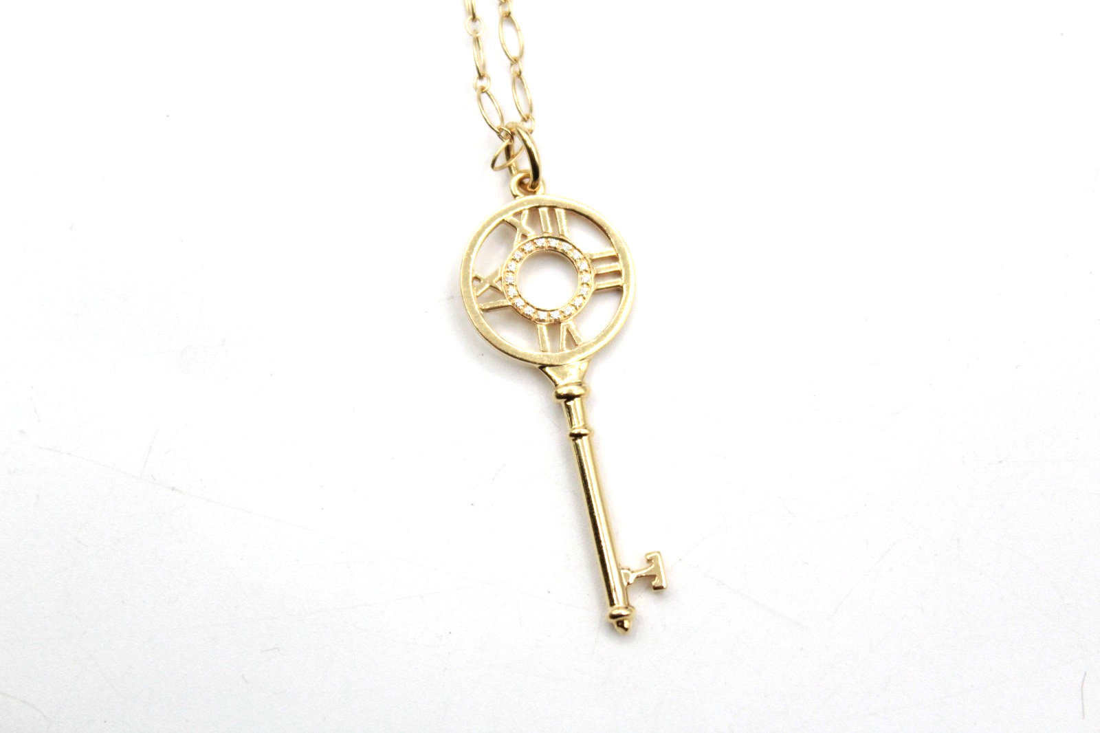 Tiffany & Co. Atlas Key Necklace 20″ 18K & Diamonds