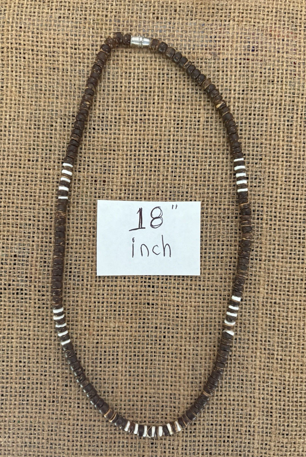 Beaded Choker Necklace Ball/Bead Chain Brown Silver White 18 in