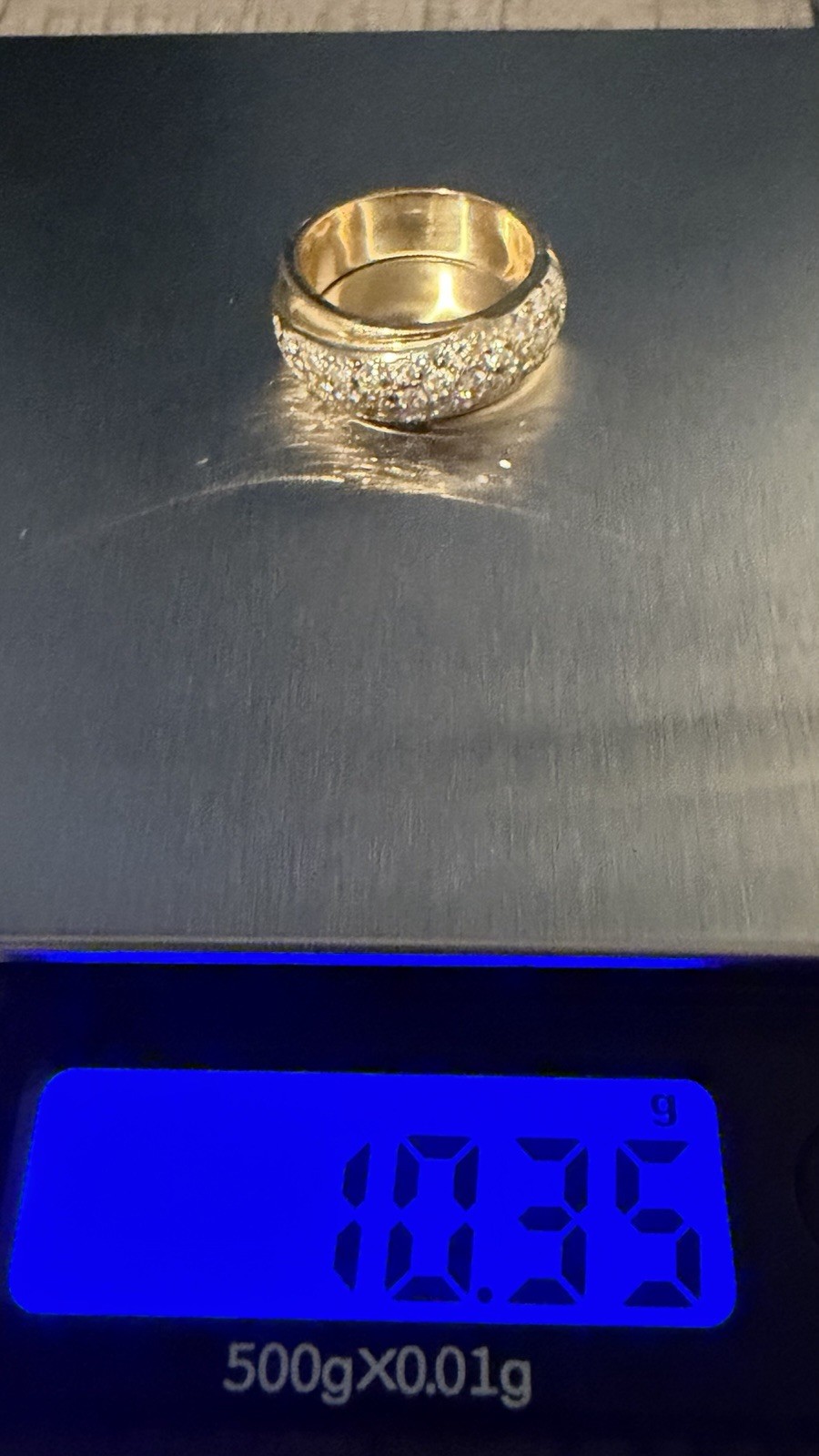 14 k Yellow Gold Pavé Round Diamond Wedding/ anniversary Band Size 8 -10.35 gr