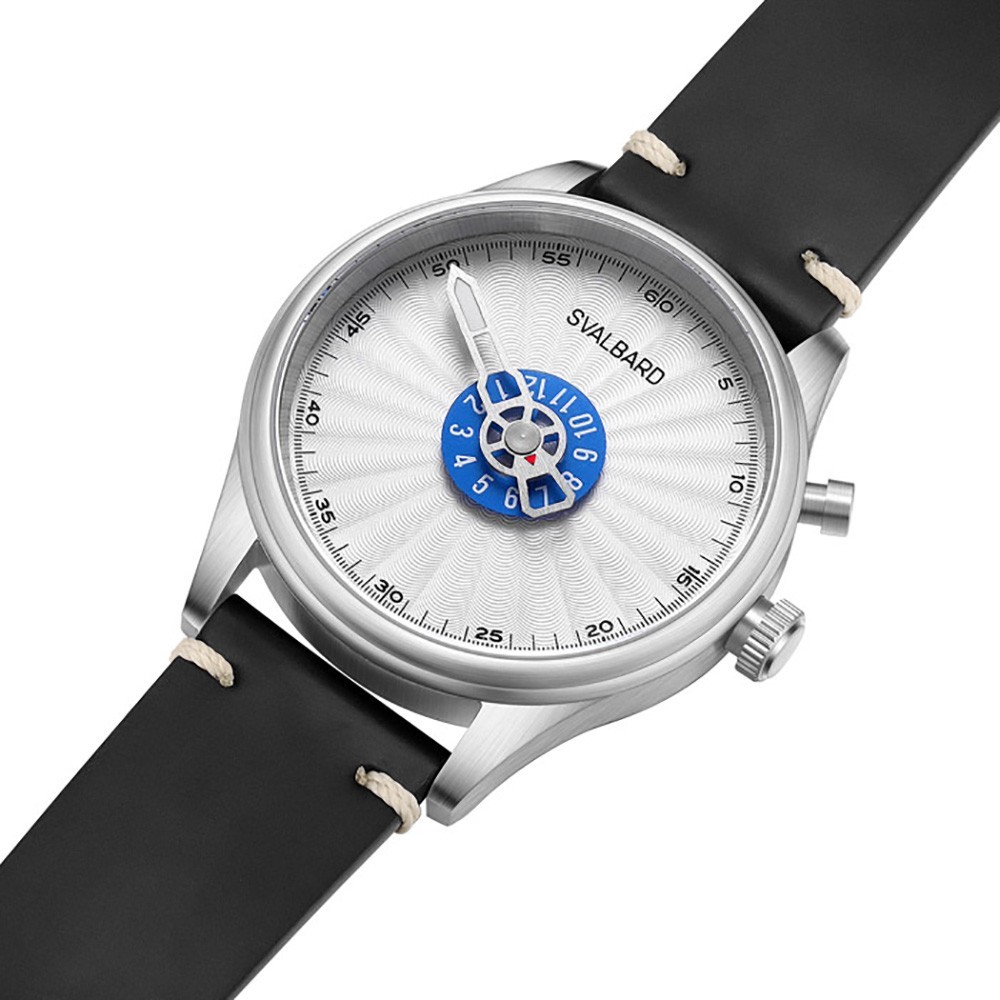 Svalbard TIME TRAVEL HX20 Quartz Steel Black White Leather Men’s Watch