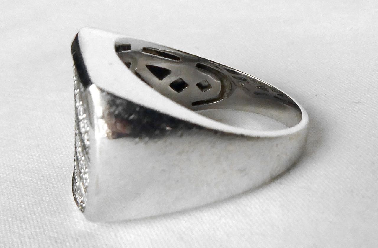 Handsome 14k White Gold Mens Diamond Ring .85ctw Hi Quality Heavy 13.3gr Sz 10.5