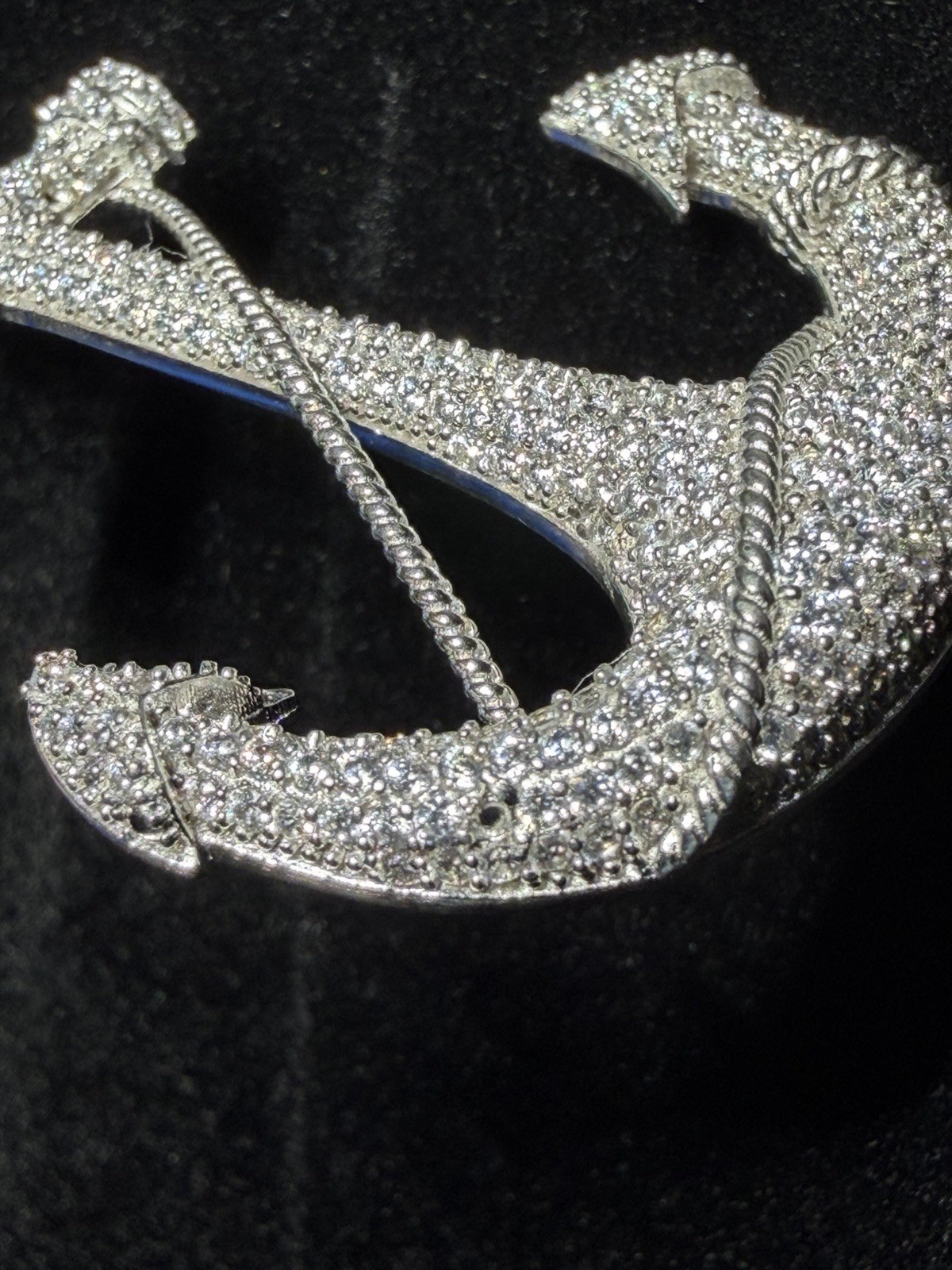 925 Sterling Silver CZ Anchor Pendant | 9g | Read Description