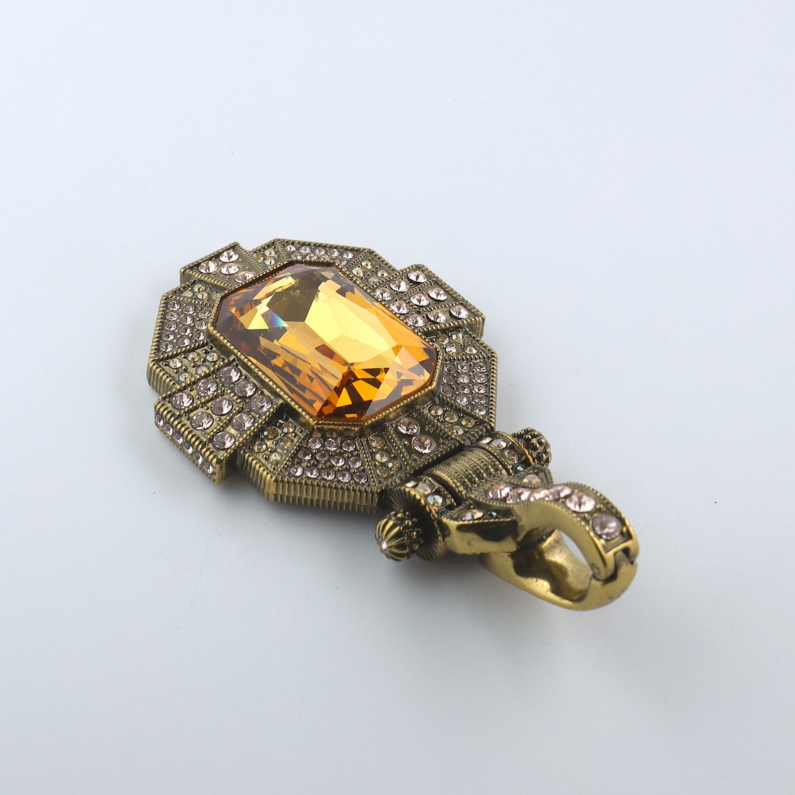 Heidi Daus Large Faux Citrine Rhinestone Pendant