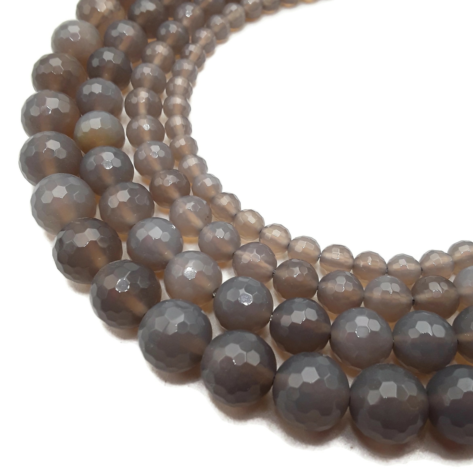 Gray Agate Faceted Round Beads 4mm 6mm 8mm 10mm 12mm Approx 15.5″ Strand