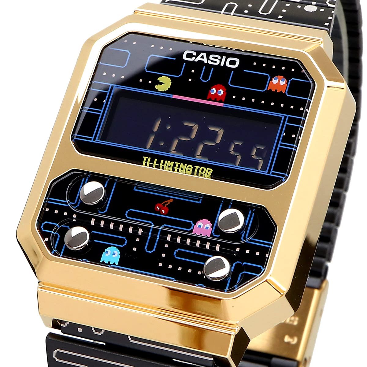 CASIO A100WEPC-1BJR Pac-Man Limited Collaboration Digital Watch Black Gold NEW