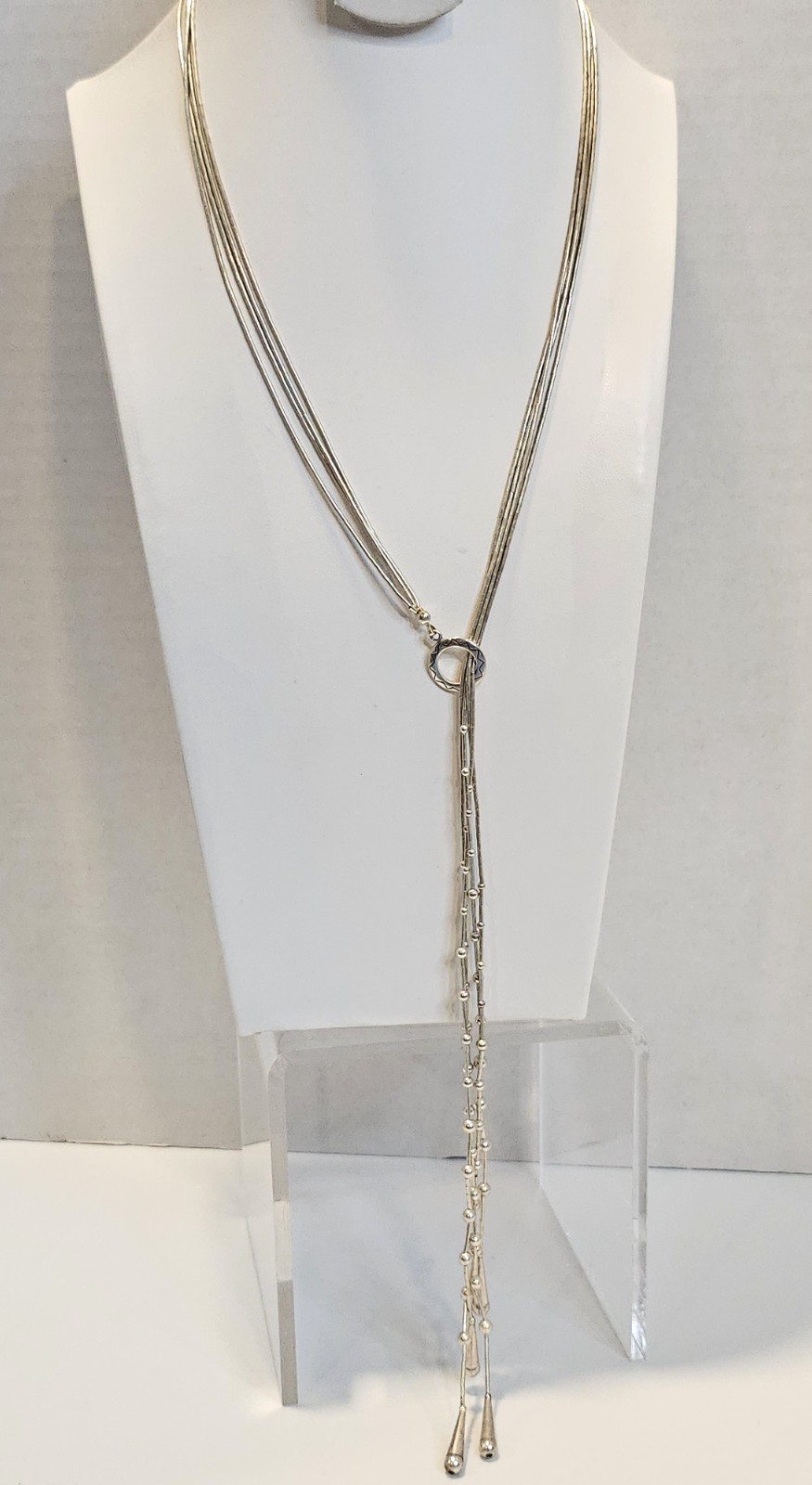 Sterling liquid silver lariat necklace Shube Dakota West