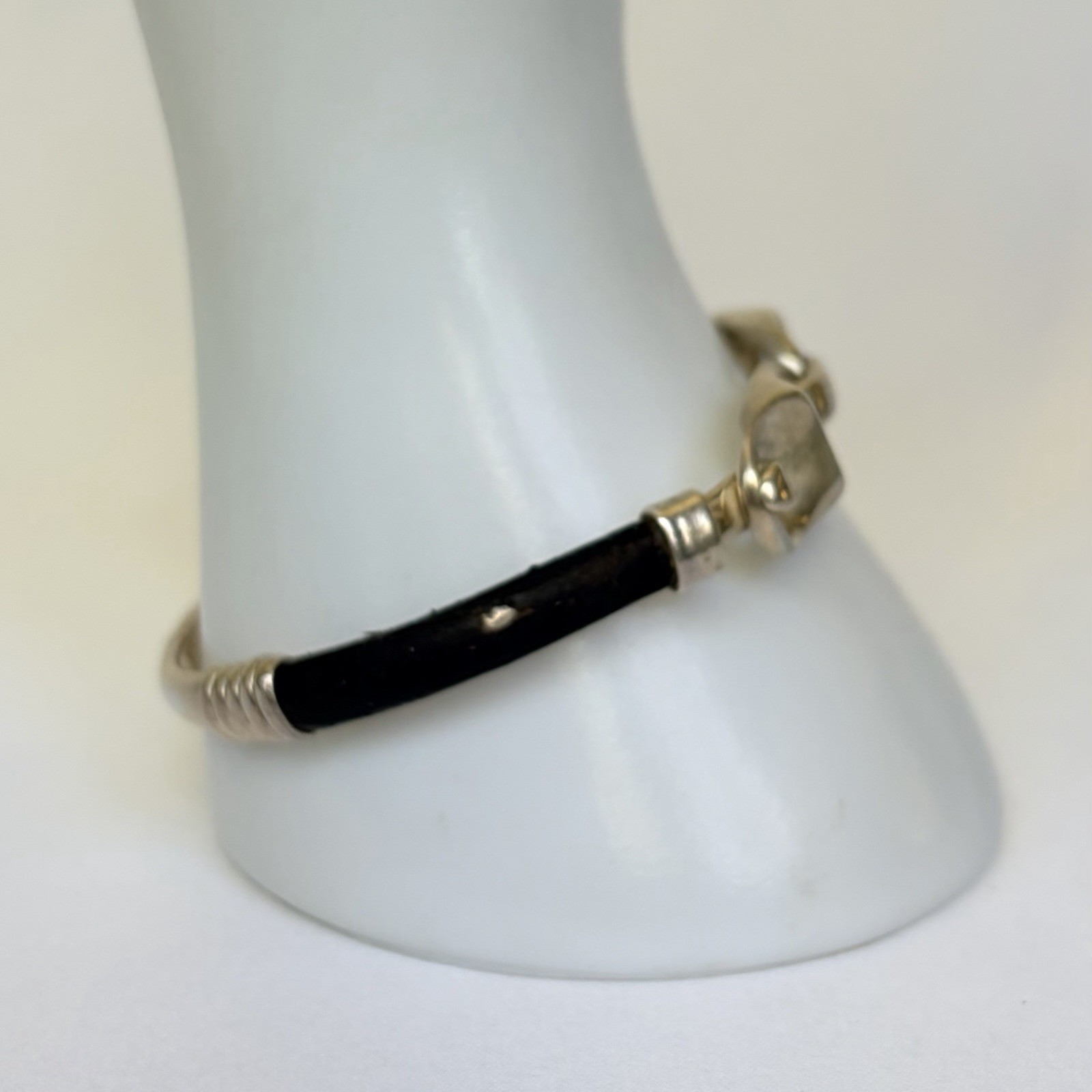 HOB Mexico Bracelet 925 Sterling Leather 7 Inch House Of Bangles 34 Grams