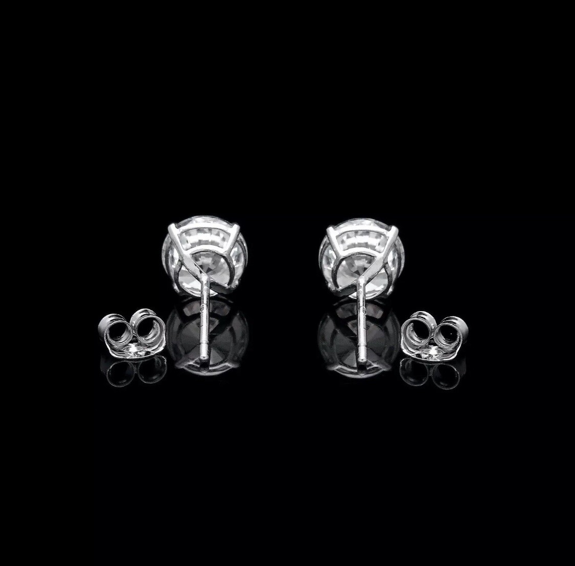 5.00 Ct Round Cut VVS1/D Lab Created Stud Earrings 14k White Gold 8mm Push Back