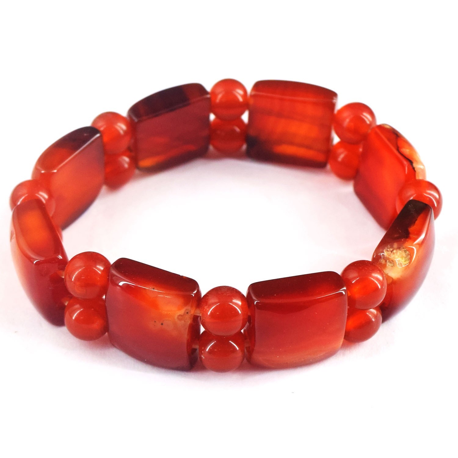 Excellent Orange Onyx 157.00 Cts Wonderful Stretchable Bracelet Beaded RK 46E812