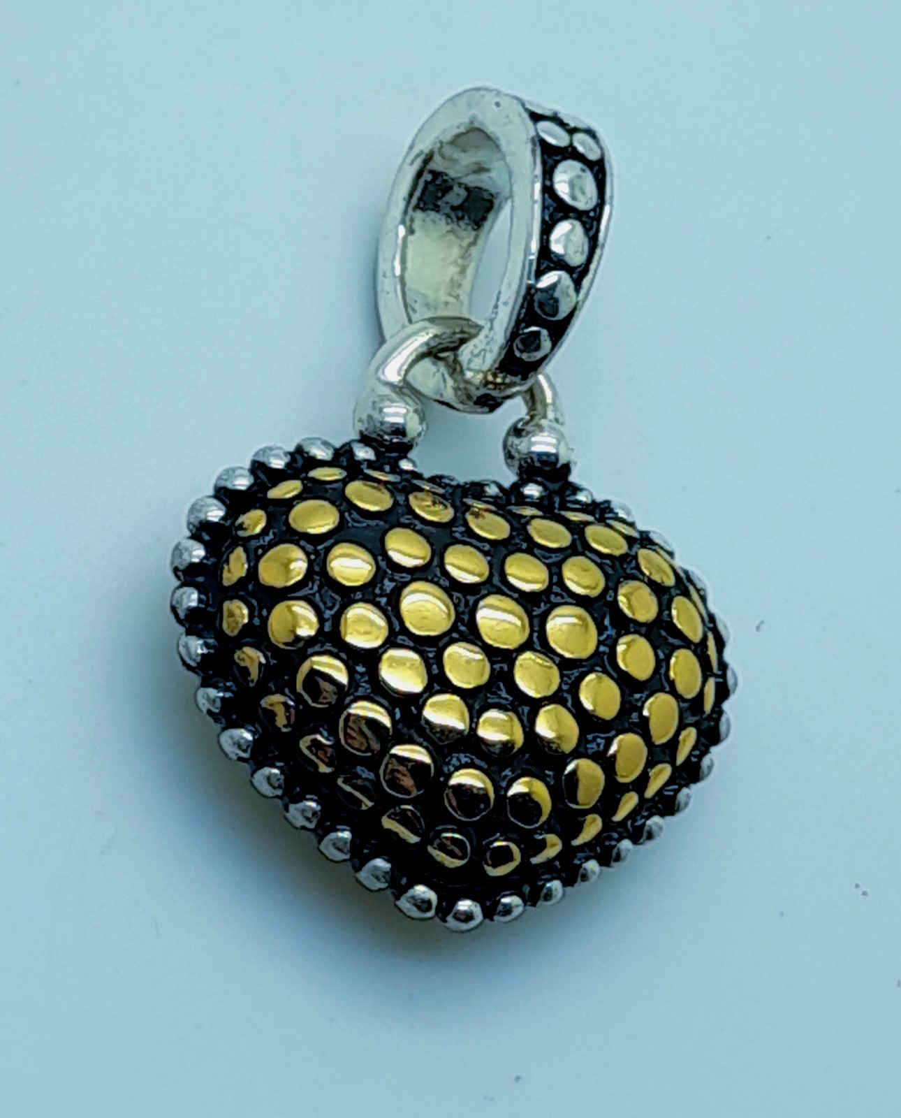 Vintage heart shape black & Silver & gold Dots Texture fashion jewelry Pendant 7