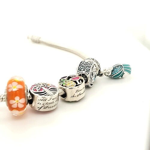 Pandora 925 assorted Summer Beach Dangle slide bead enamel glass charms NEW