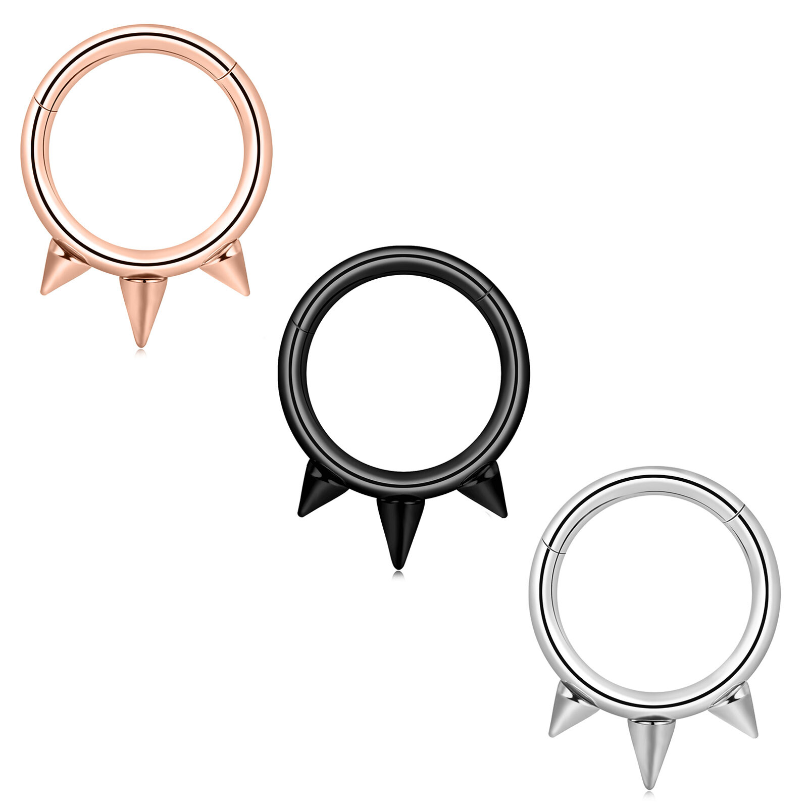 16G Septum Clicker Stainless Steel Hinged Nose Rings Hoop CZ Opal Body Piercing