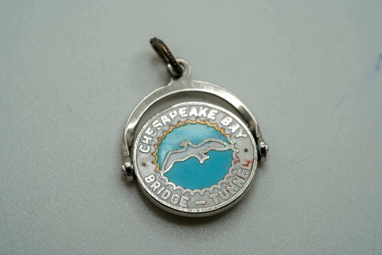 Vintage Sterling Silver Chesapeake Bay Bridge Tunnel Charm 1.8cm JB51