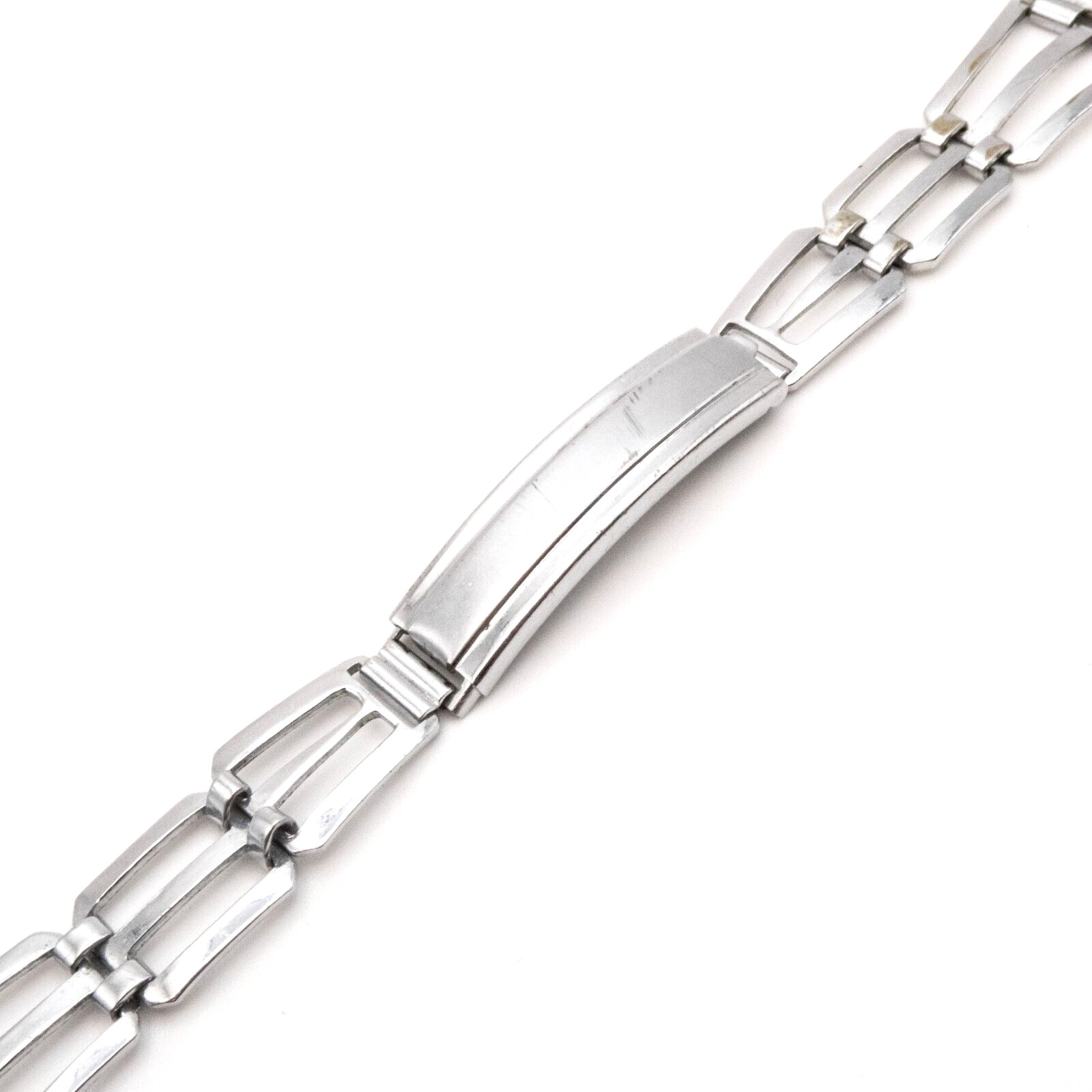 Vintage 16.0 mm Art Deco style open link wristwatch bracelet with trifold clasp