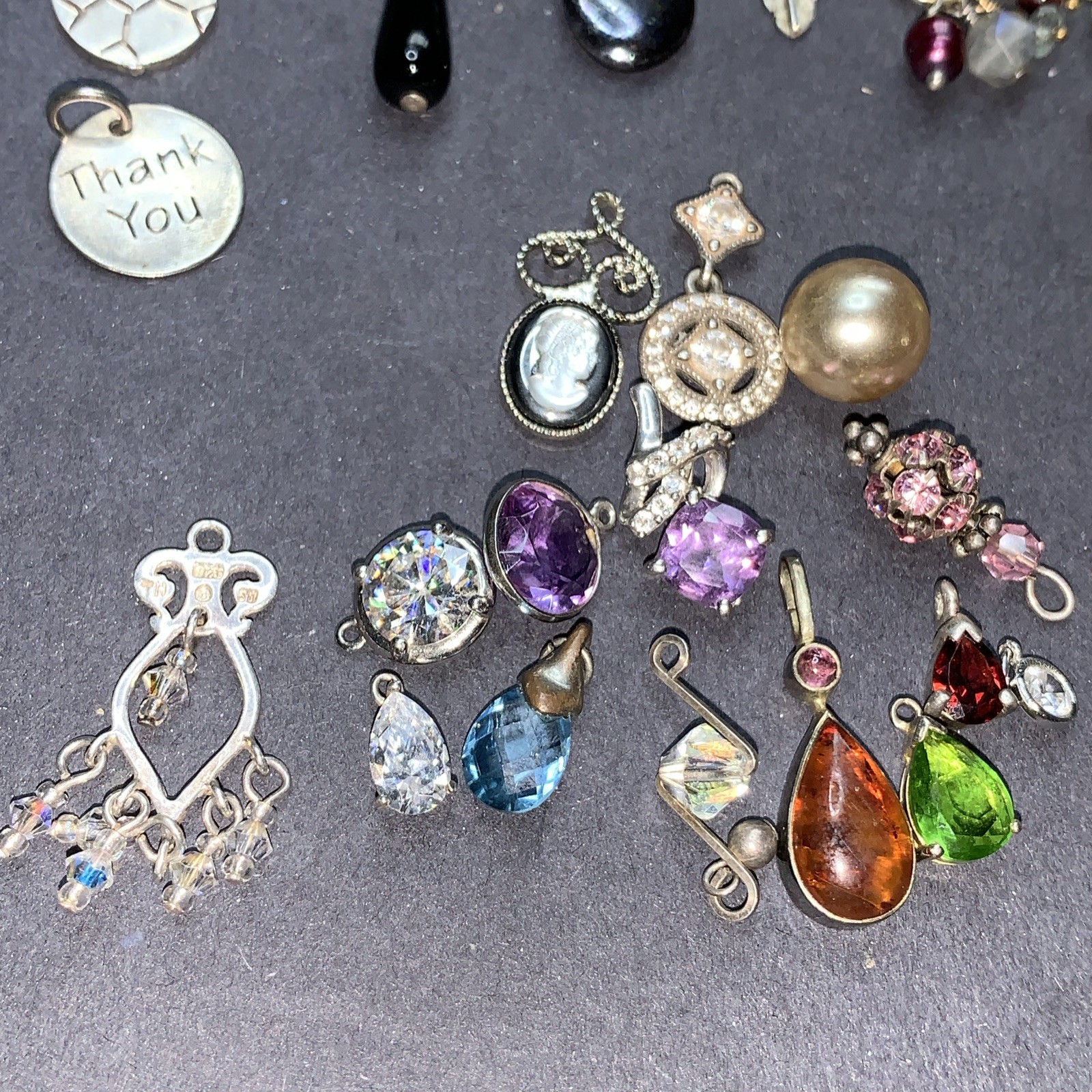 STERLING SILVER 925 Lot Necklace Pendant SS40 Charms Boho Crystal Navajo 42