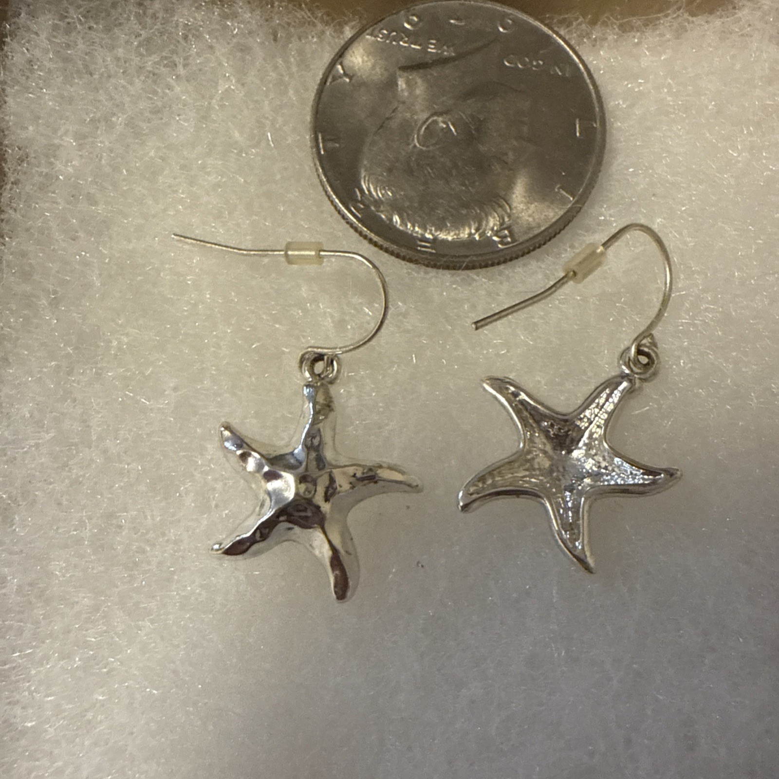 Starfish Dangle Earrings With Silver-Tone Finish And Textured Details For Women