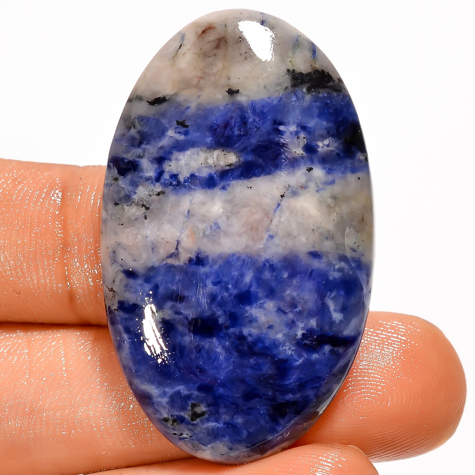 100% Natural Sodalite Oval Shape Cabochon Gemstone 50.5 Ct. 40X24X5 mm EE-53813
