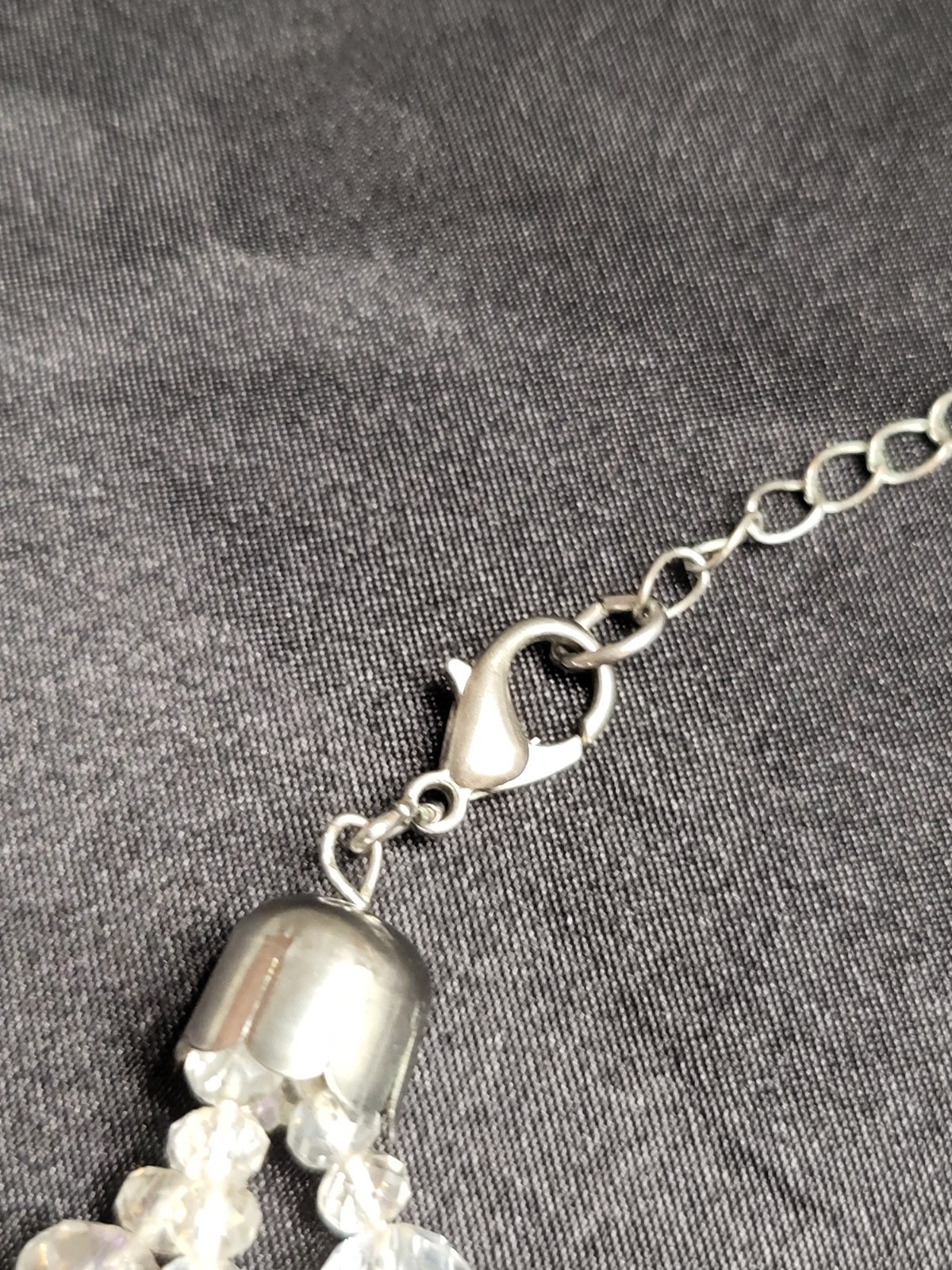 Boho Multi Strand Mother of Pearl Shell Necklace Clear Crystal Wood Bead Layered