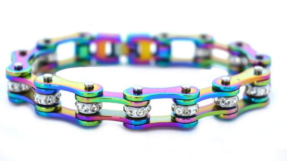 Rainbow Ladies’ Stainless Steel Motorcycle Bike Chain Bracelet 154