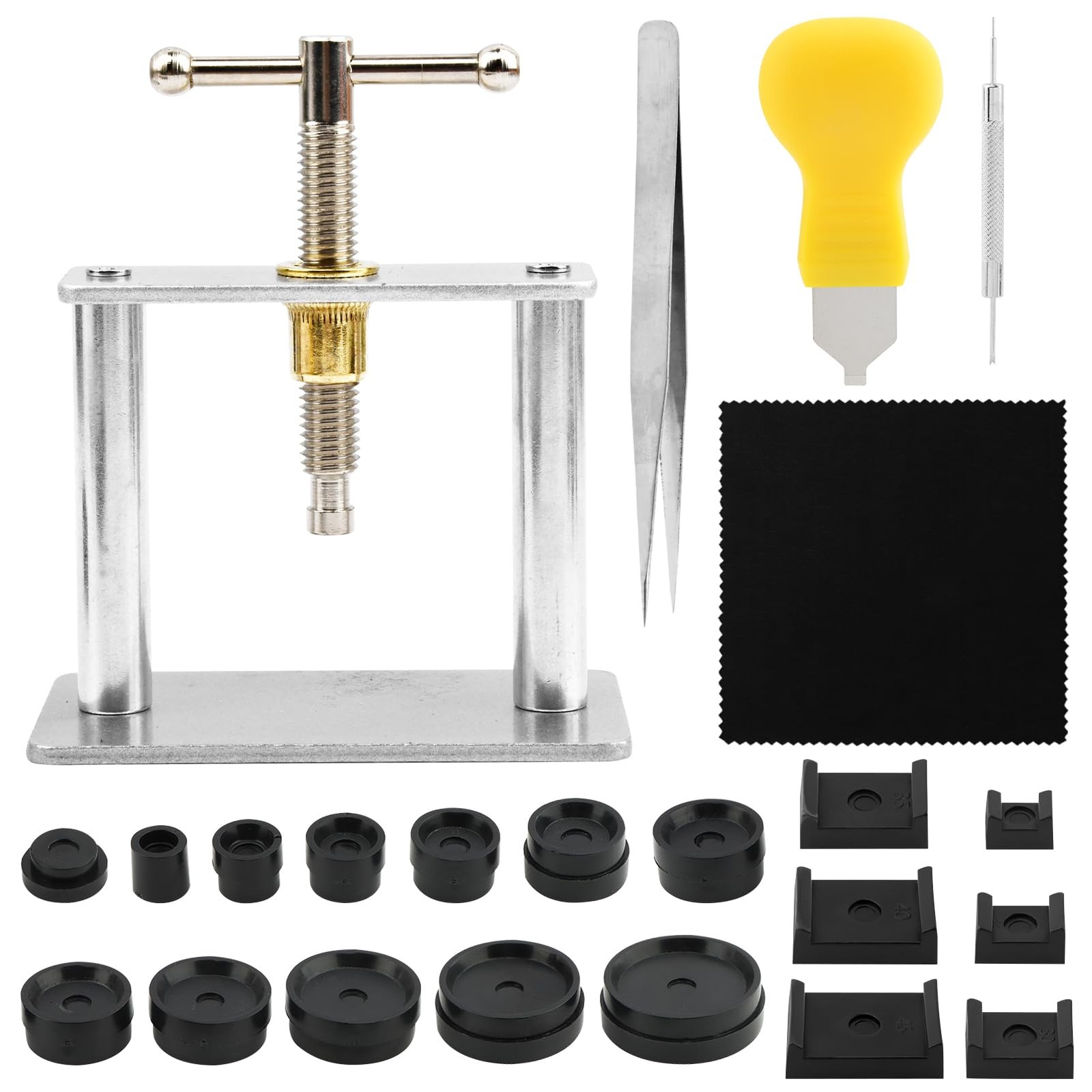Watch Press Tool Set, Watch Battery Tool Kit, Back Case Closer with 18PC Mold…