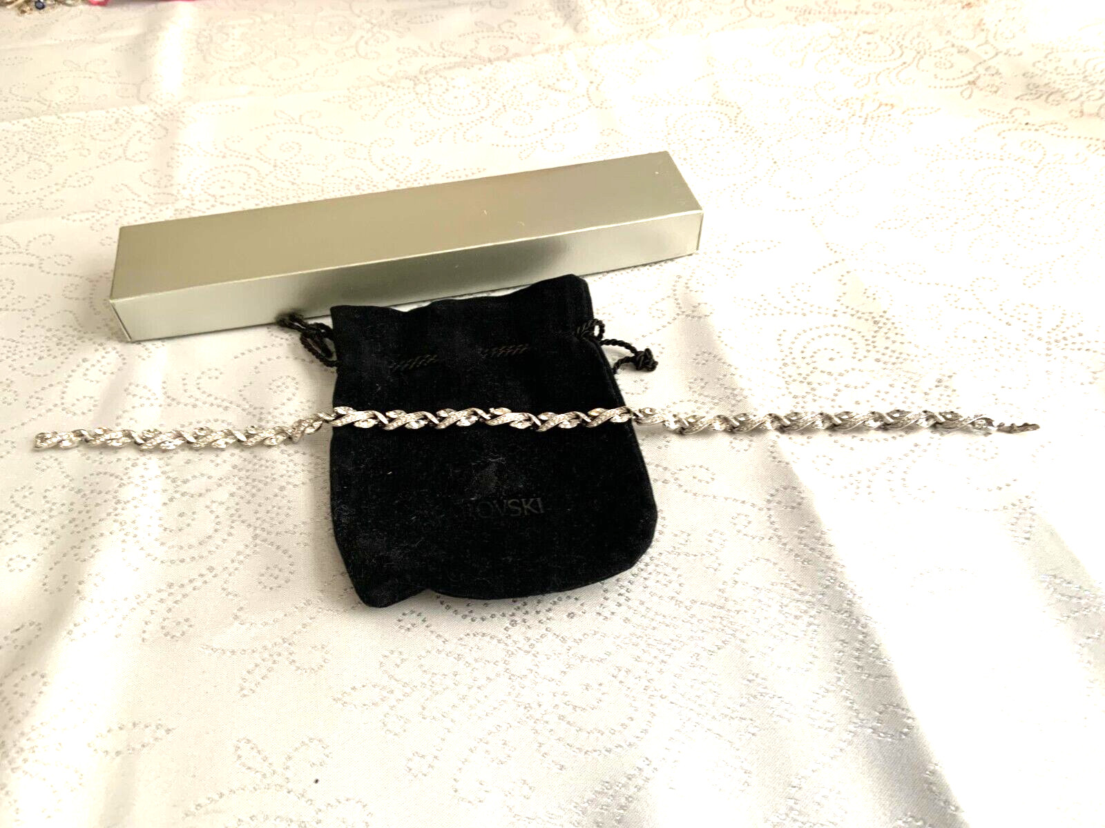 18k white gold plated Swarovski crystal necklace party wedding 15 ” luxury
