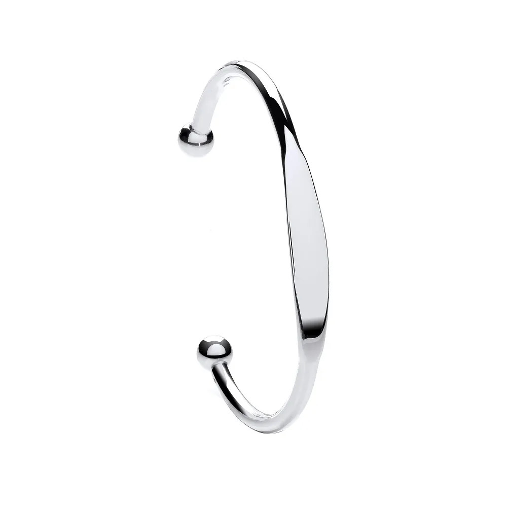 Torque Bangle Sterling Silver Solid with ID plate Mens Jewellery
