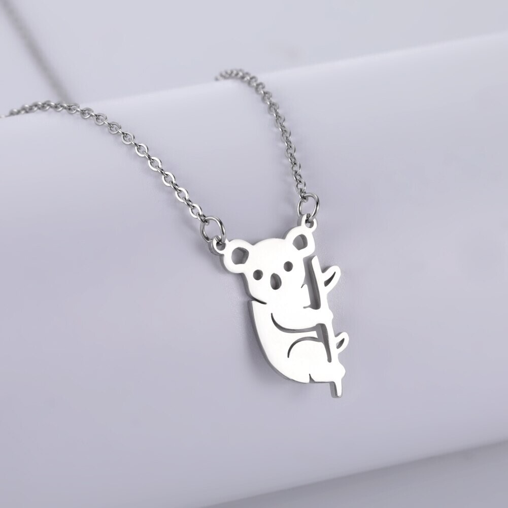 Stainless Steel Cute Koala Pendant Silver – 45 + 5cm Chain