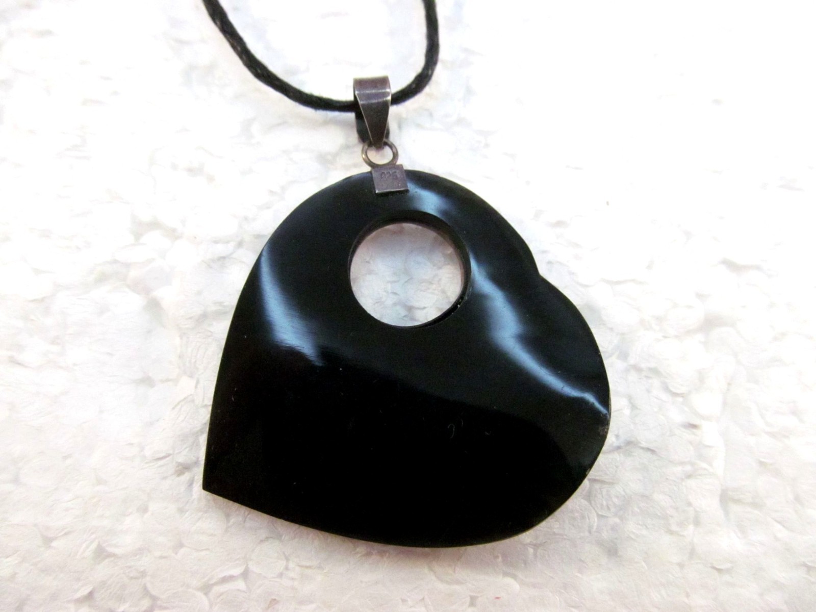Abalone Heart Shell Sterling Silver Pendant Necklace on Adjustable Cotton Cord