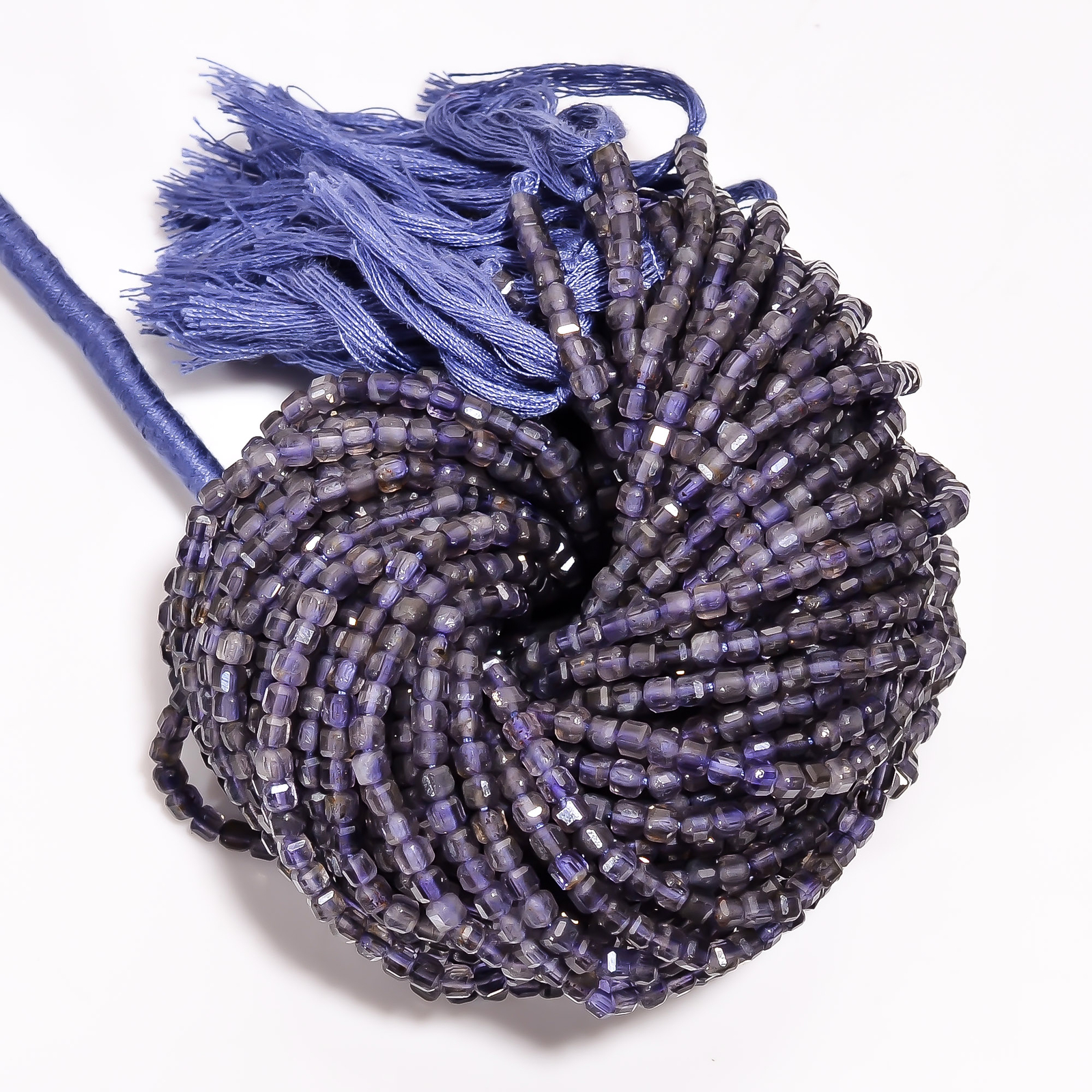 Natural Iolite Gemstone Box Shape Micro Faceted Beads 3X3 mm Strand 12.5″ EB-689