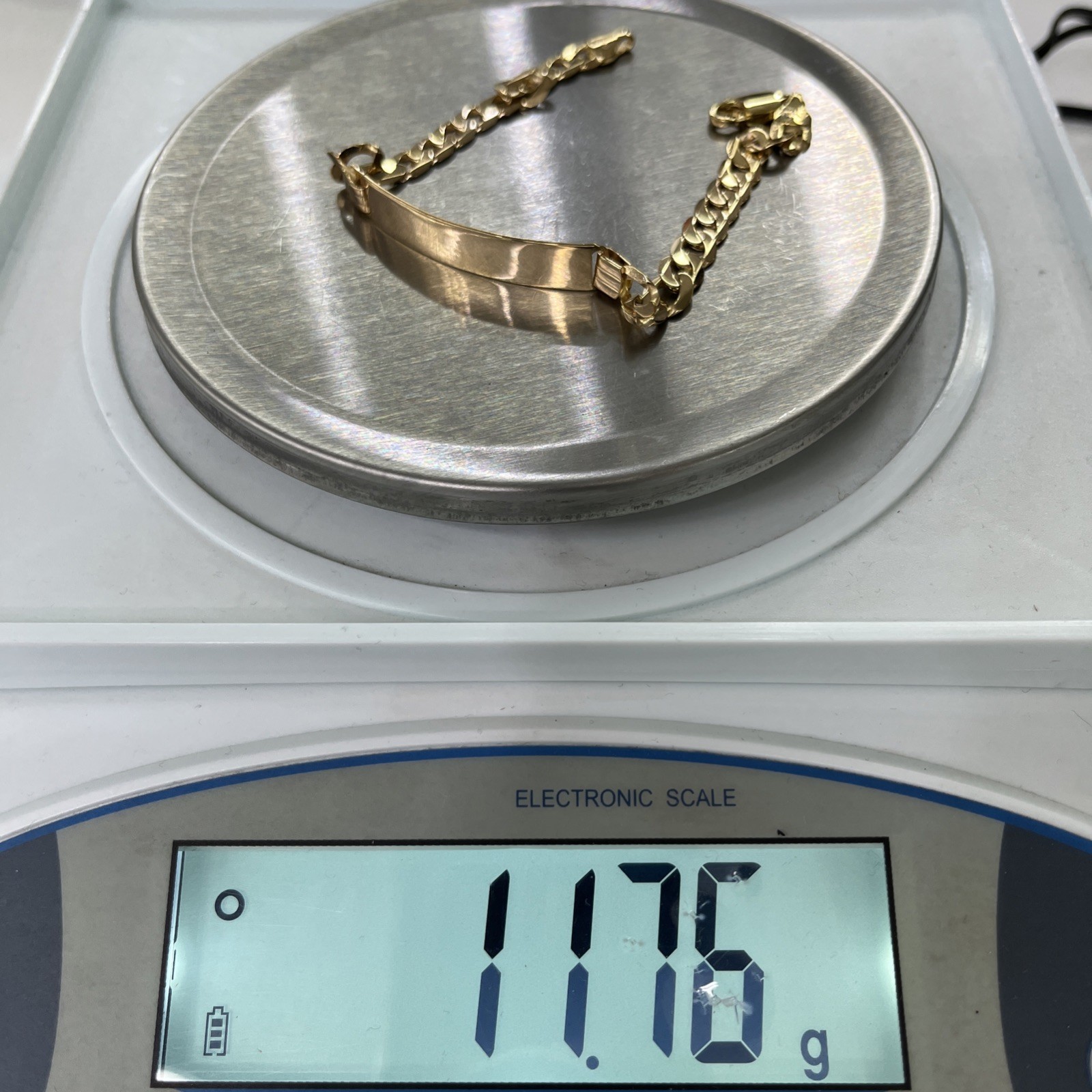 9ct 9k Yellow Gold ID Identity Curb Link Men’s Bracelet 11.76 Grams 21.5cm. New