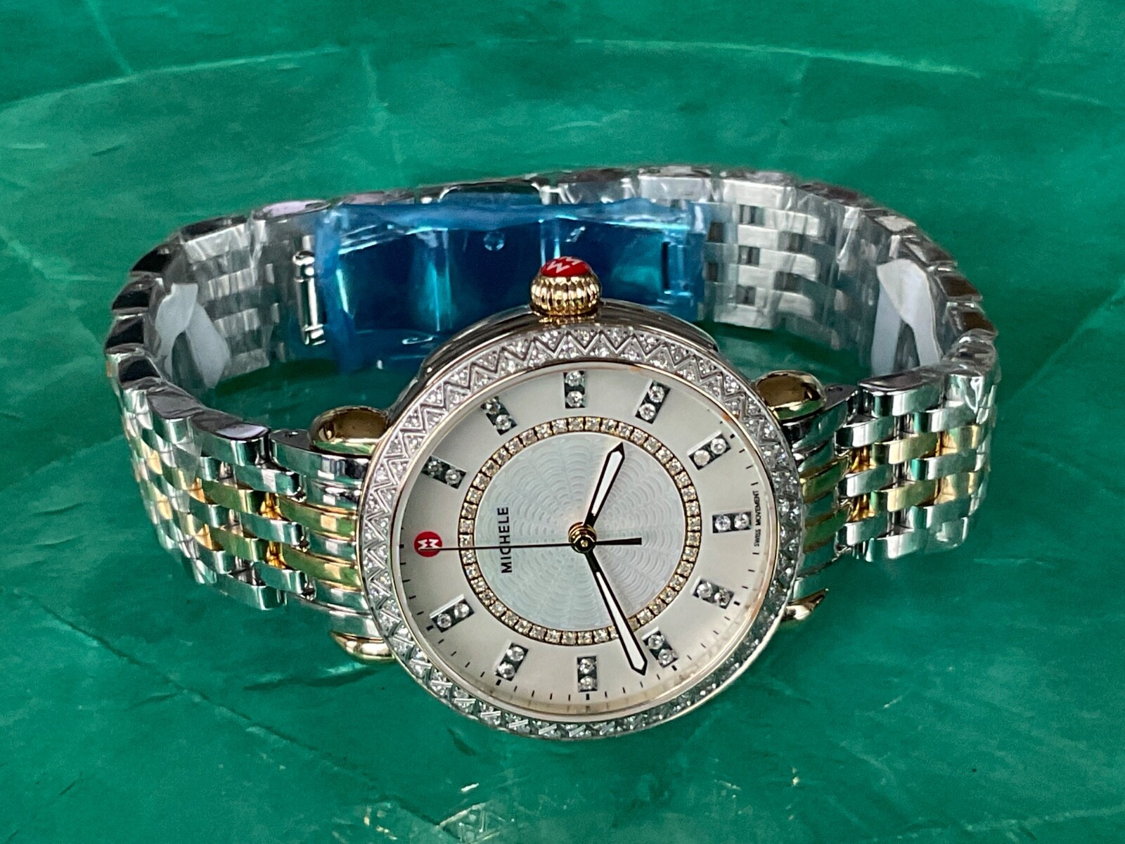 Michele Sidney Classic 2 Tone SS/ 18k Gold Pl Diamond Watch MWW30B000002 – $2595
