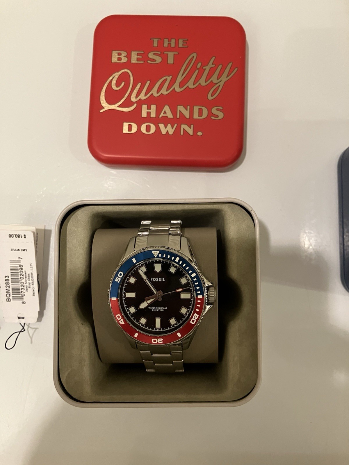 Fossil Men’s Watch Dalton Silver, Pepsi Bezel, Miyota 2035 Movement! New In Box