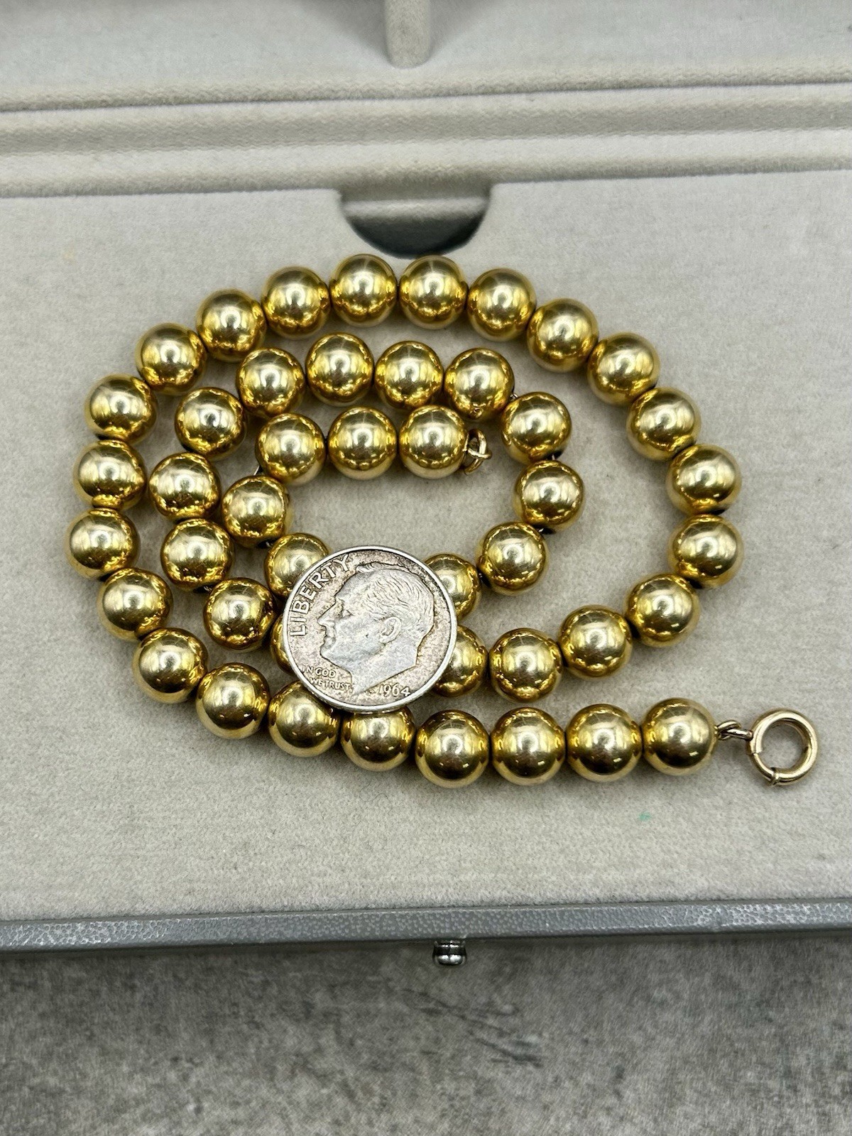 Vintage 10k-12k Gold Filled Bead Ball Necklace 29 Grams 15”