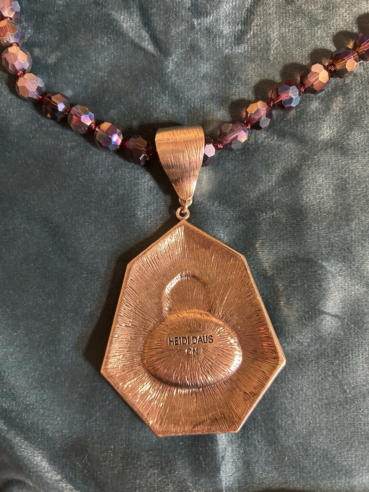Heidi Daus “Well Connect” Swarovski Merlot Crystal Pendant Glass Beads Necklace
