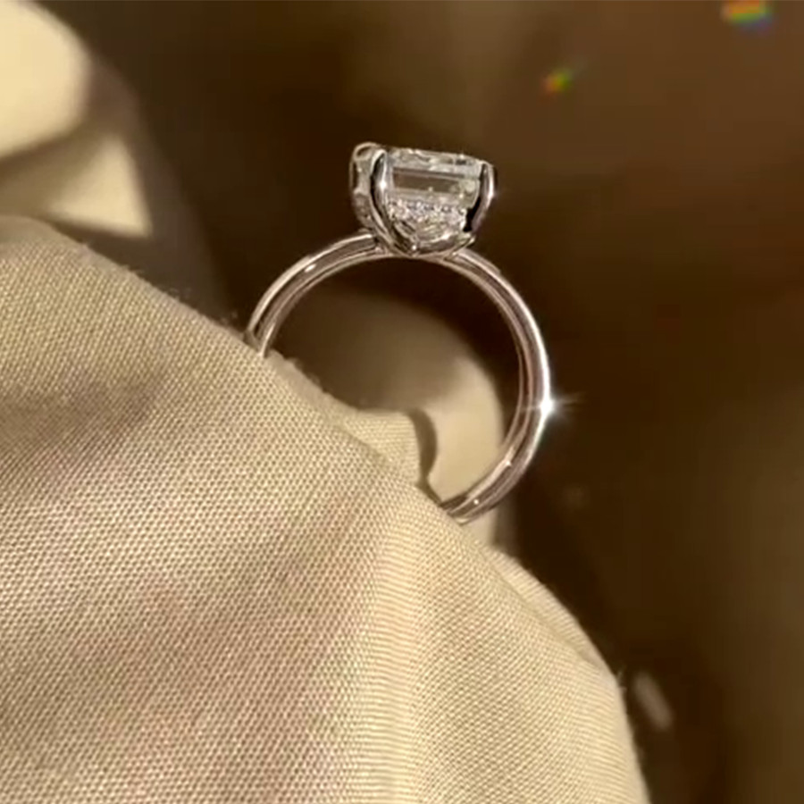 3.30CT Emerald VVS1 Moissanite Wide Band Engagement Ring 14K Yellow Gold Plated