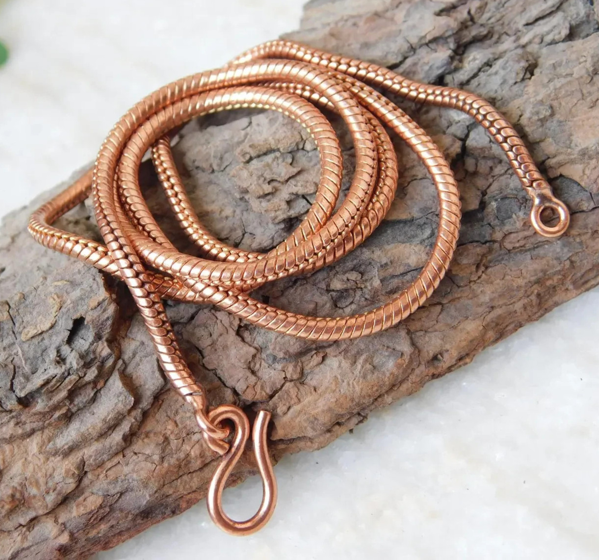 24 inch Pure Copper Round Snake Chain Necklace, Healing Copper Jewelry Spiritual