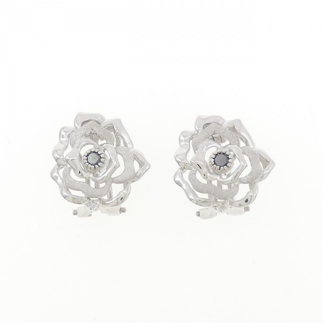 Authentic K18WG Rose Diamond Pierce/Earring 0.14CT #260-008-026-6655