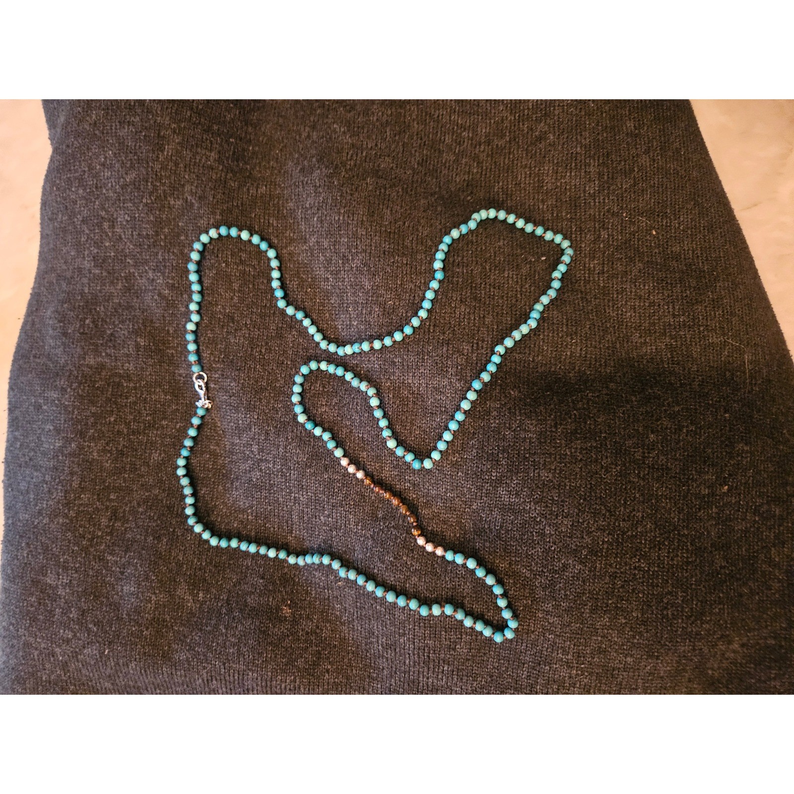 Silpada Sterling Silver Howlite Bronzite Great Lengths Bead Necklace N2396