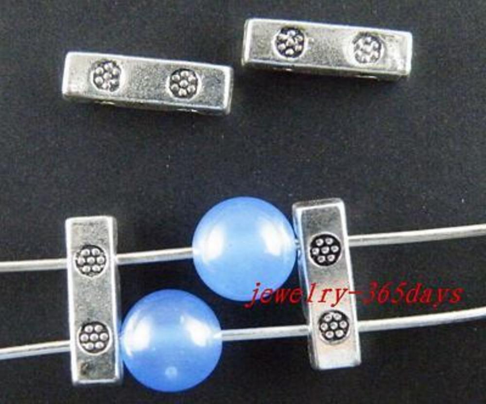 200pcs Tibetan Silver 2-holes Nice Bar Spacers 10.5x3mm 268