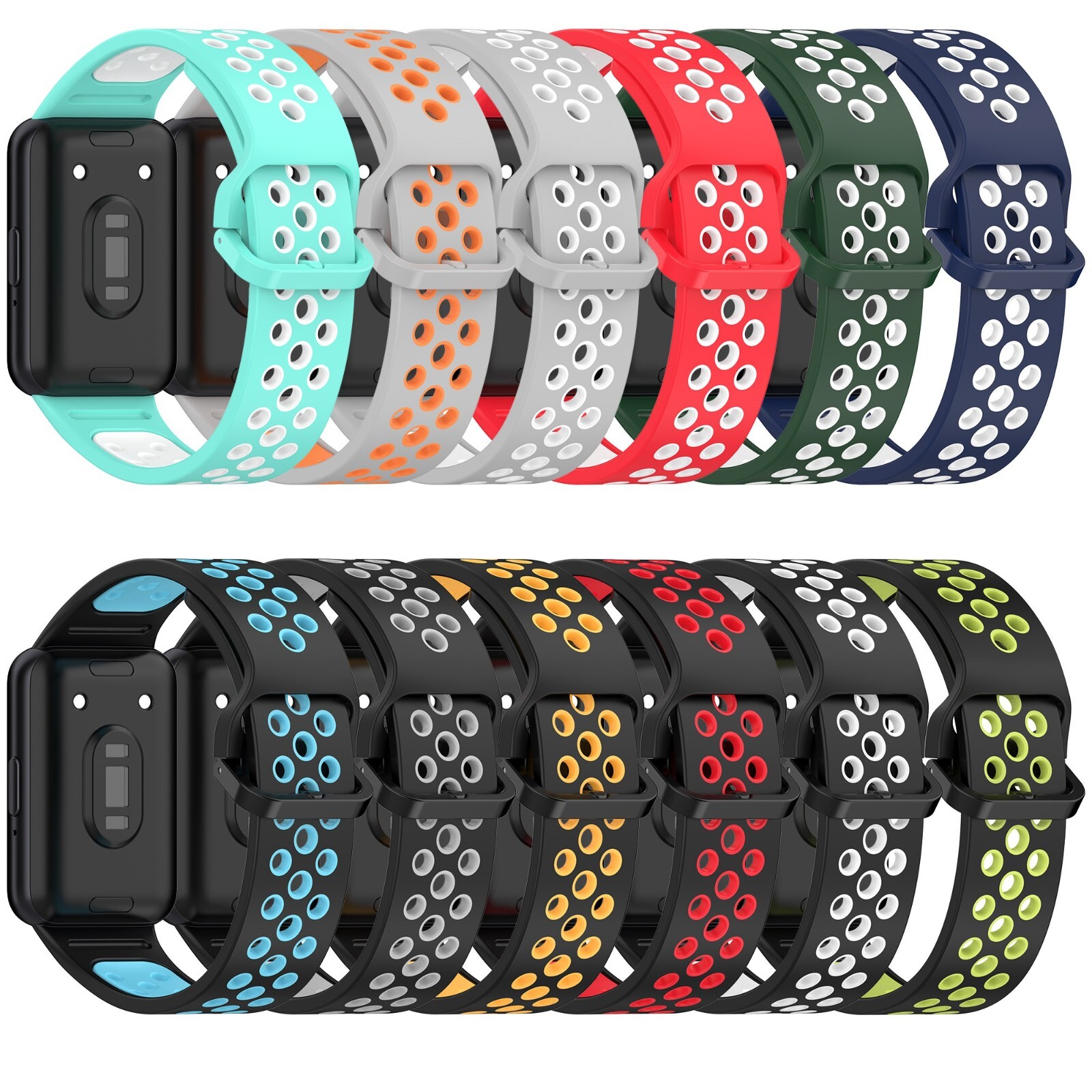 Replacement Dual Color Silicone Watch Band Strap for Samsung Galaxy Fit 3