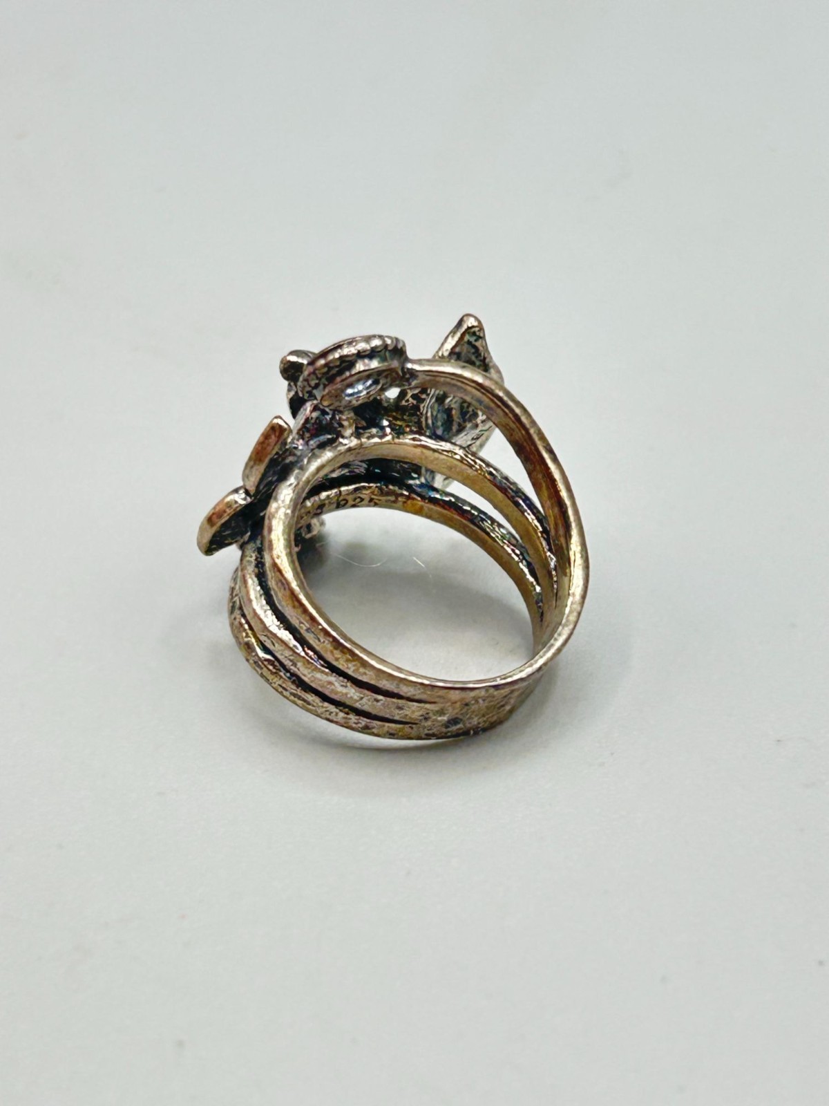 Vintage PZ Paz Creations Ring Size 7 Butterfly Blue Topaz Silver 925 Israel