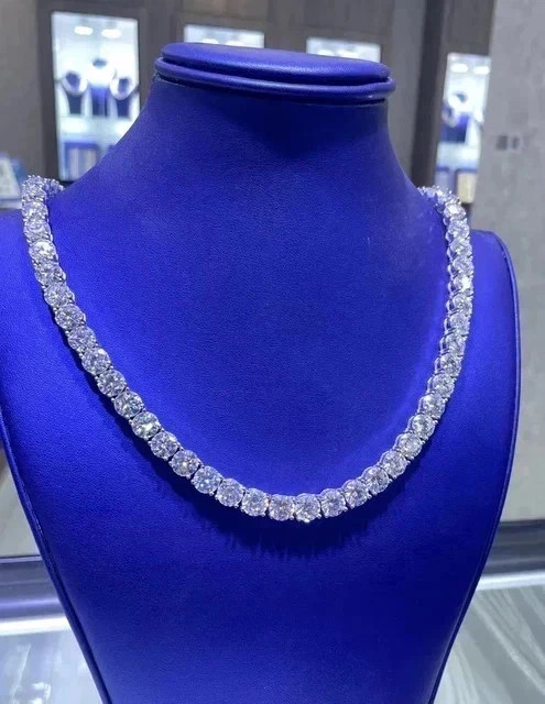 20Ct Round-Cut Lab Created Solitaire Women Tennis Necklace 14K White Gold FN 4mm